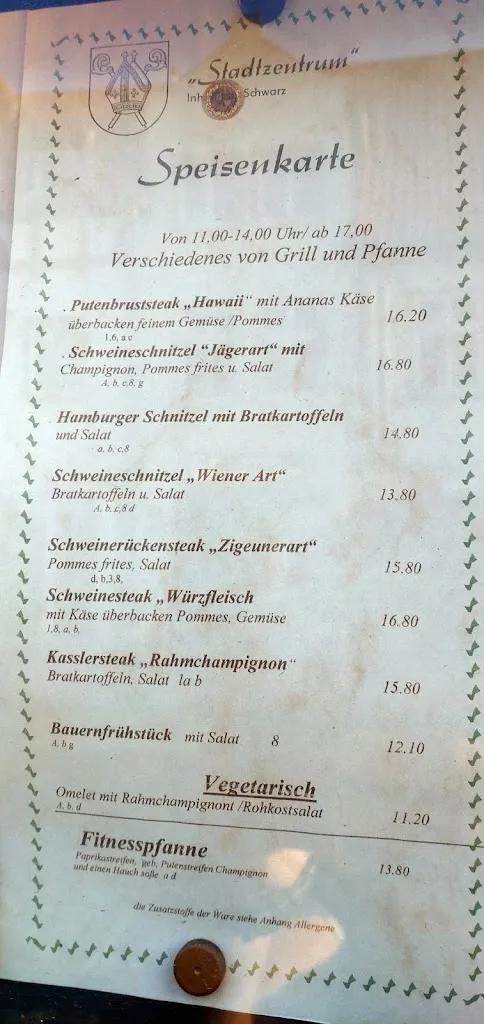 Menu_Gasthaus Stadtzentrum / Restaurant und Pension_Bützow_image_2