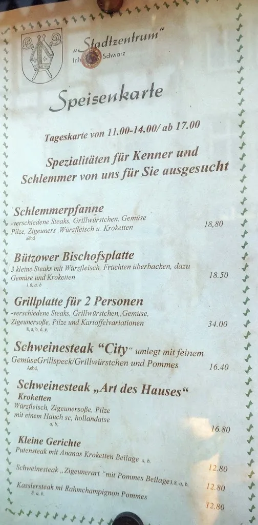 Menu_Gasthaus Stadtzentrum / Restaurant und Pension_Bützow_image_3