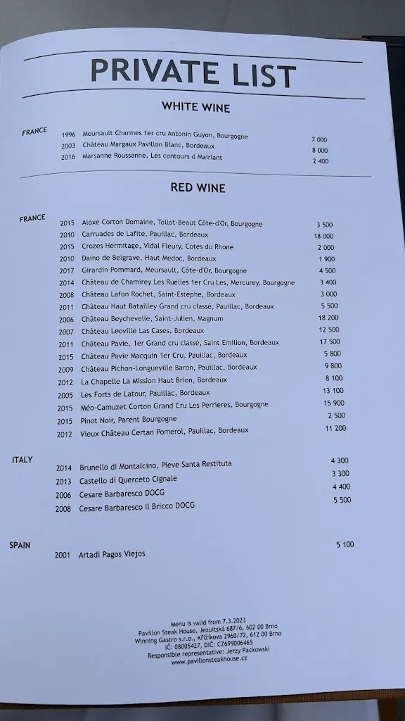 Menu_Pavillon Steak House_Czechia_immagine_4