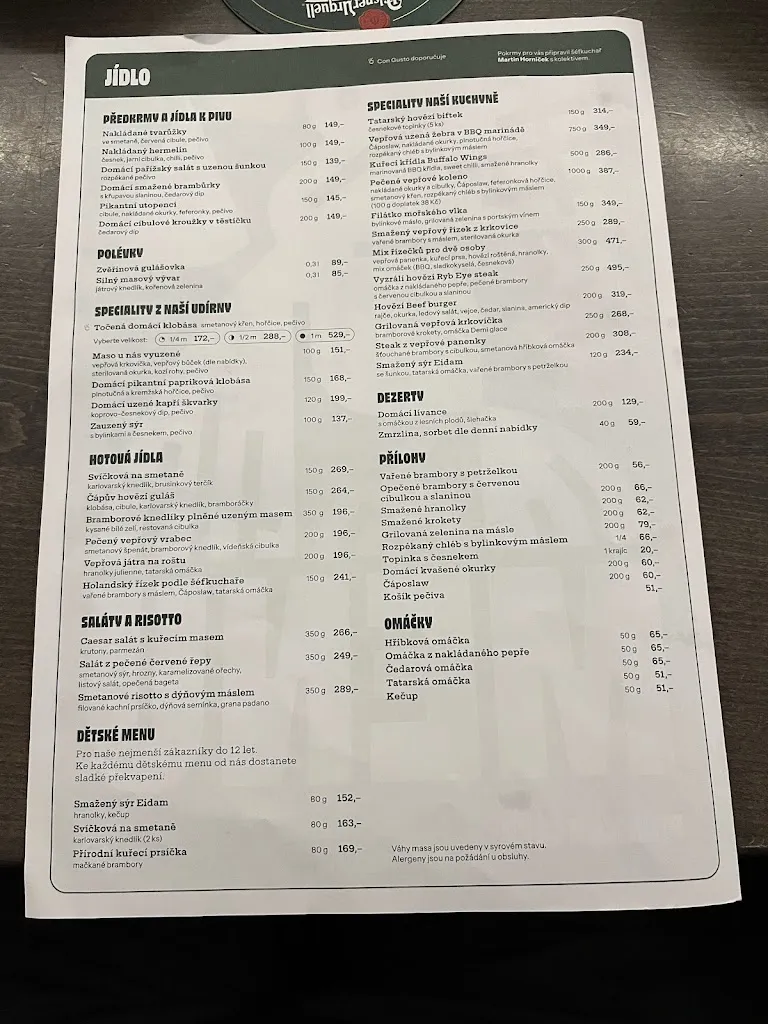 Menu_Pivnice U Čápa_Czechia_immagine_1