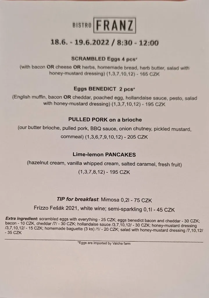 Menu_Bistro Franz_Czechia_image_1