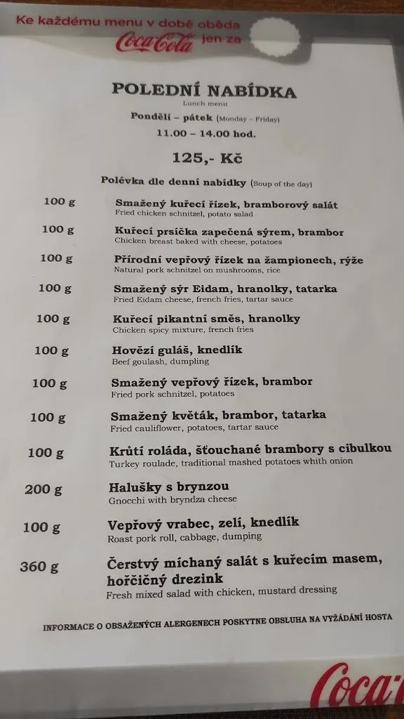 Menu_Restaurace Špalíček_Czechia_image_2