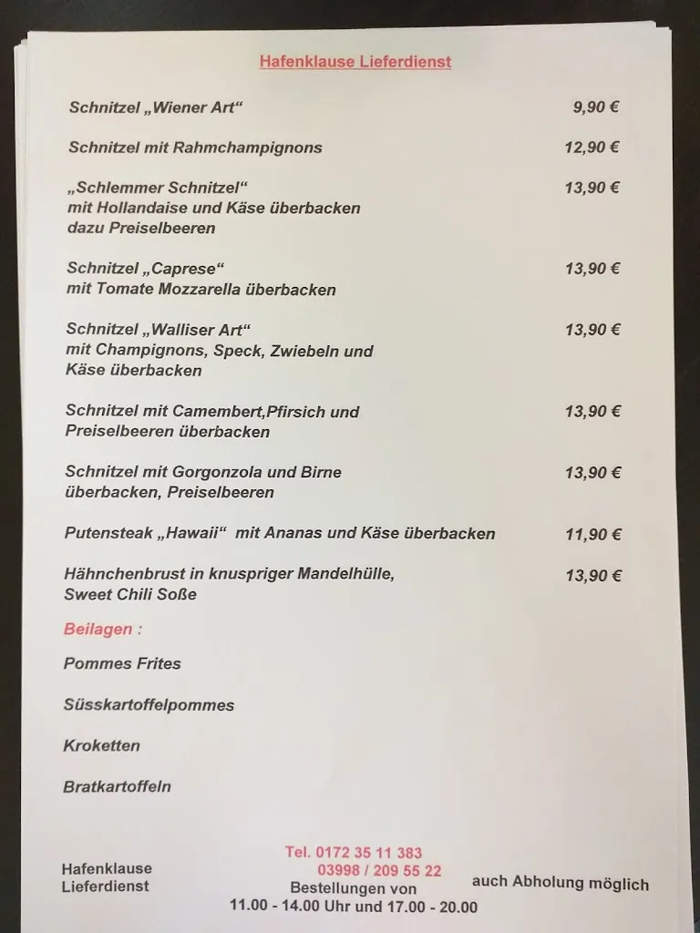 Menu_Kleine Hafenklause_Demmin_immagine_1