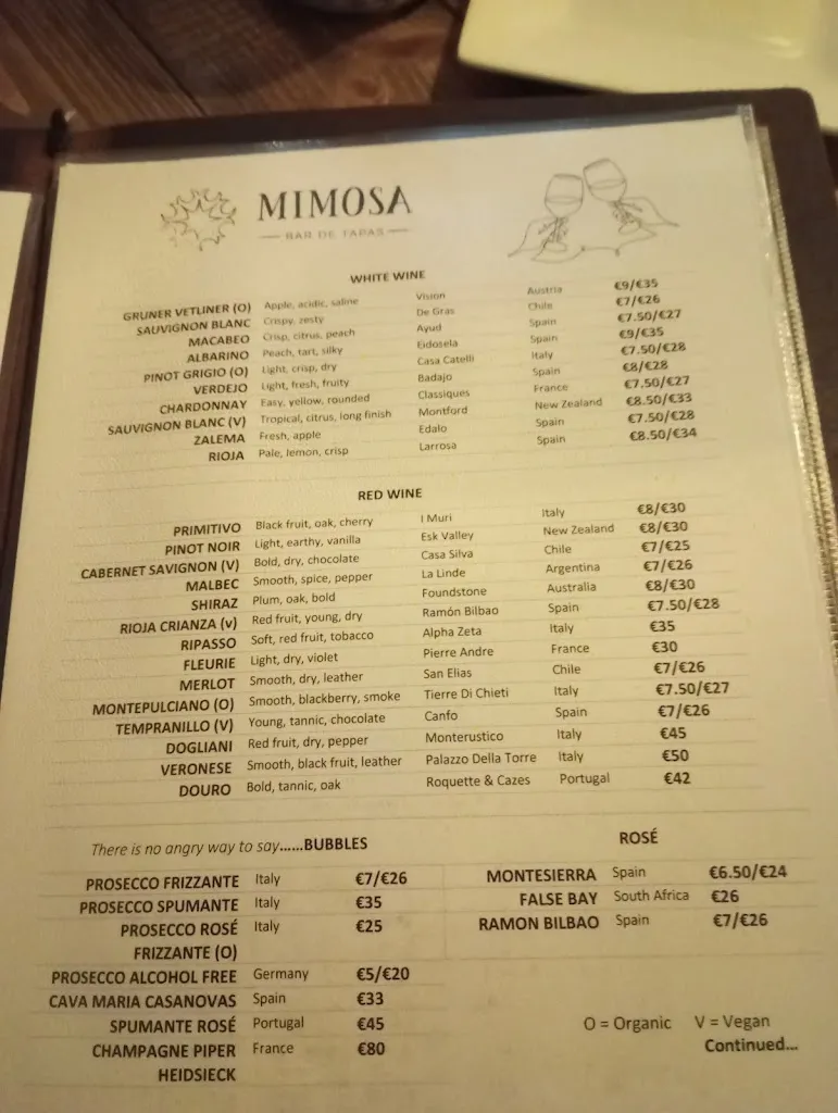 Menu_Mimosa Bar de Tapas_Ireland_immagine_1