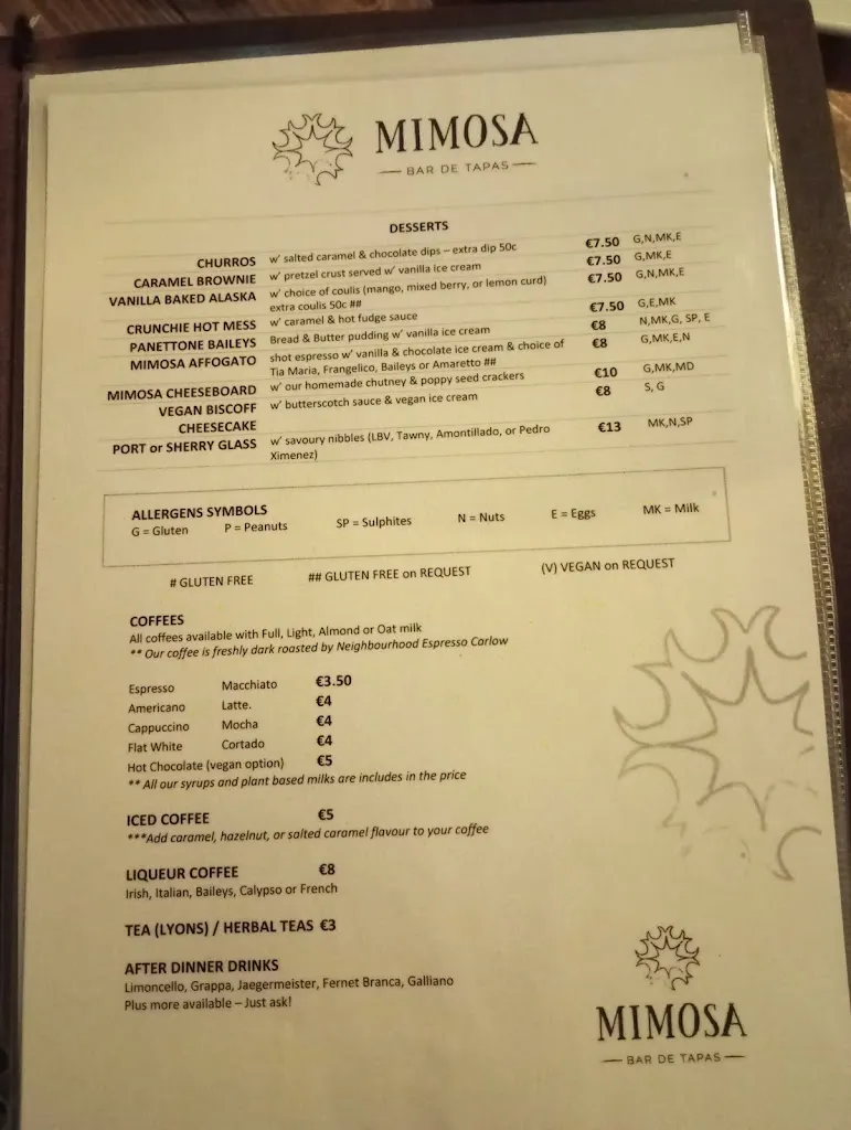 Menu_Mimosa Bar de Tapas_Ireland_immagine_2