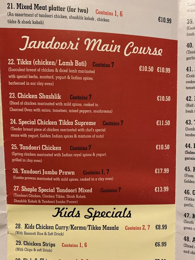 Menu_Shapla Indian Restaurant_Ireland_image_2