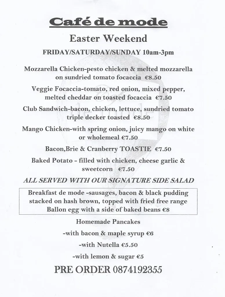 Menu_Cafe de mode_Ireland_image_1