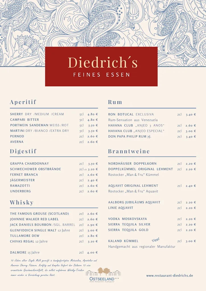 Menü_Restaurant Diedrich´s im Ostseeland_Rostock_Bild_1