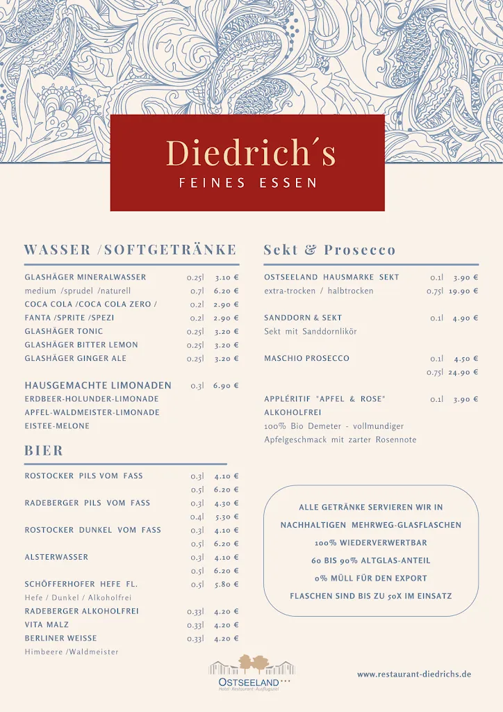 Menü_Restaurant Diedrich´s im Ostseeland_Rostock_Bild_2