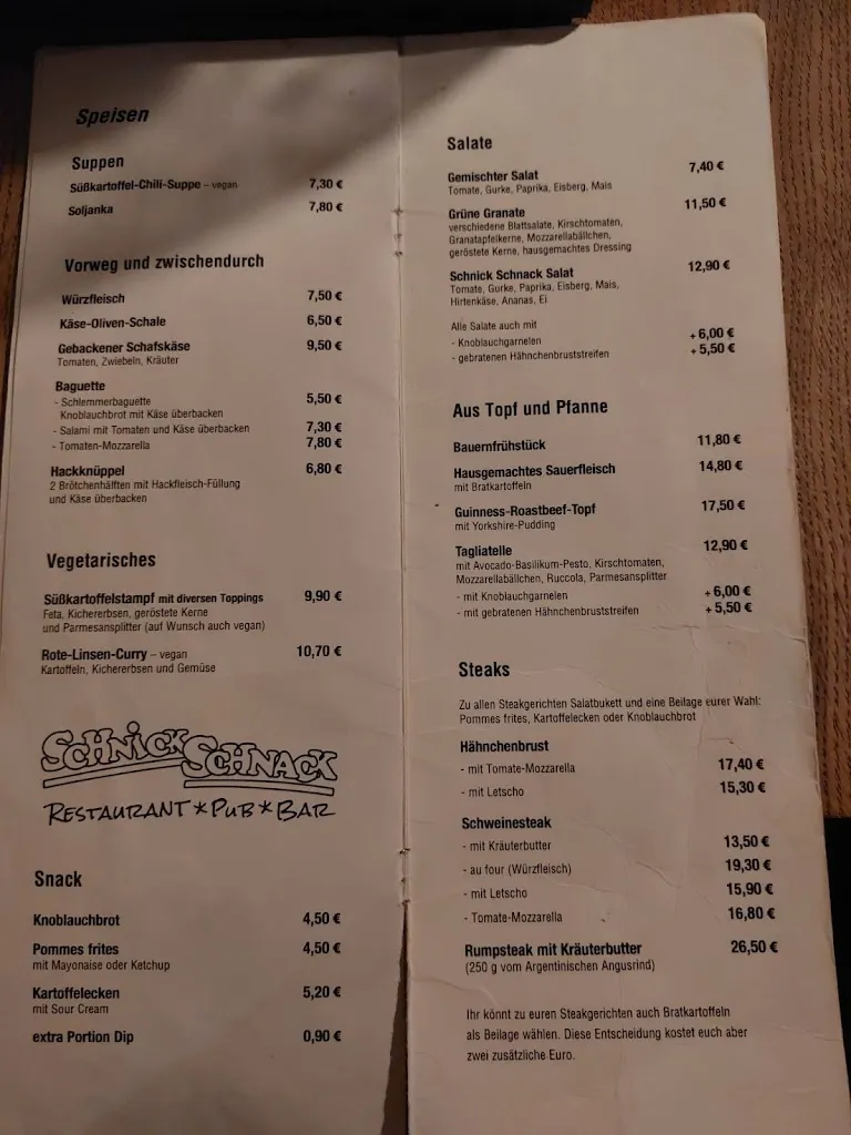Menu_Schnick Schnack - Pub Restaurant Bar_Güstrow_image_1