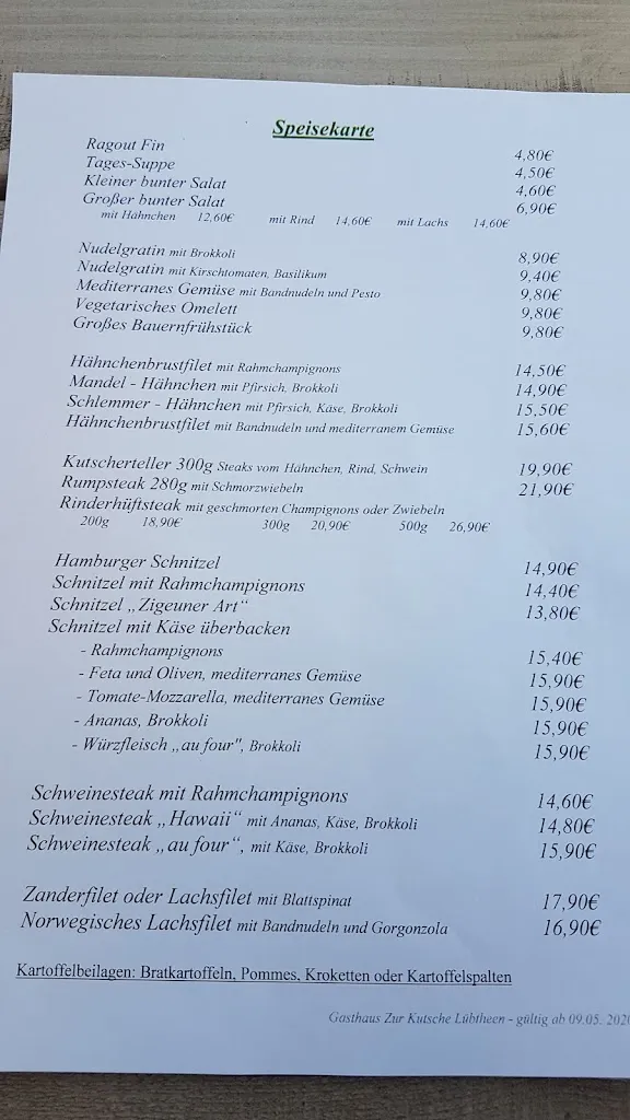 Menu_Gasthaus Zur Kutsche_Lübtheen_image_1