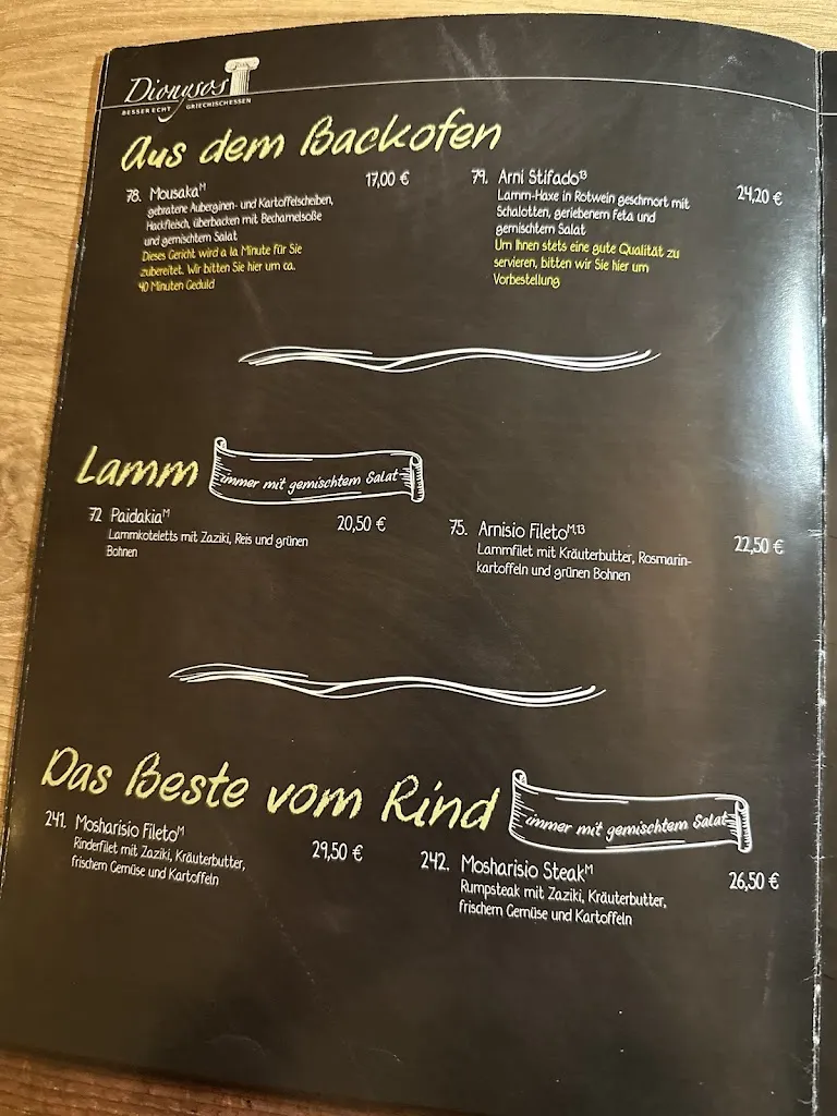 Menü_Restaurant Dionysos_Feuchtwangen_Bild_1