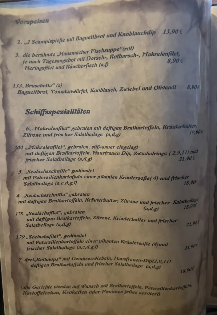 Menu_Gaststättenschiff - „MS Manfred“_Sassnitz_immagine_2