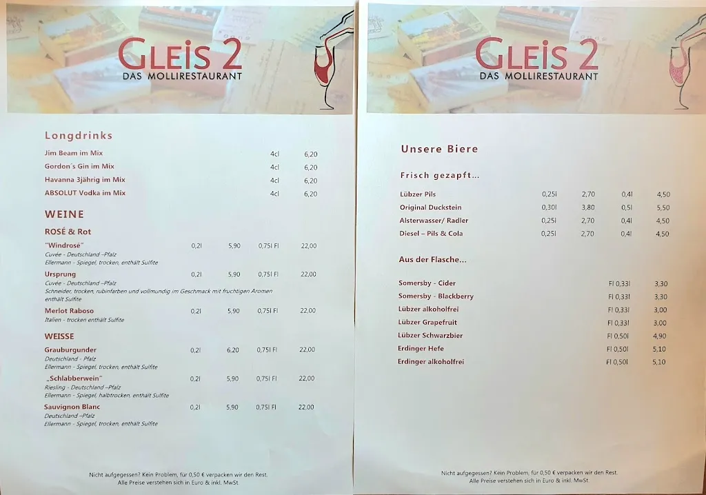 Menu_Gleis 2 - Das Mollirestaurant_Kühlungsborn_immagine_1