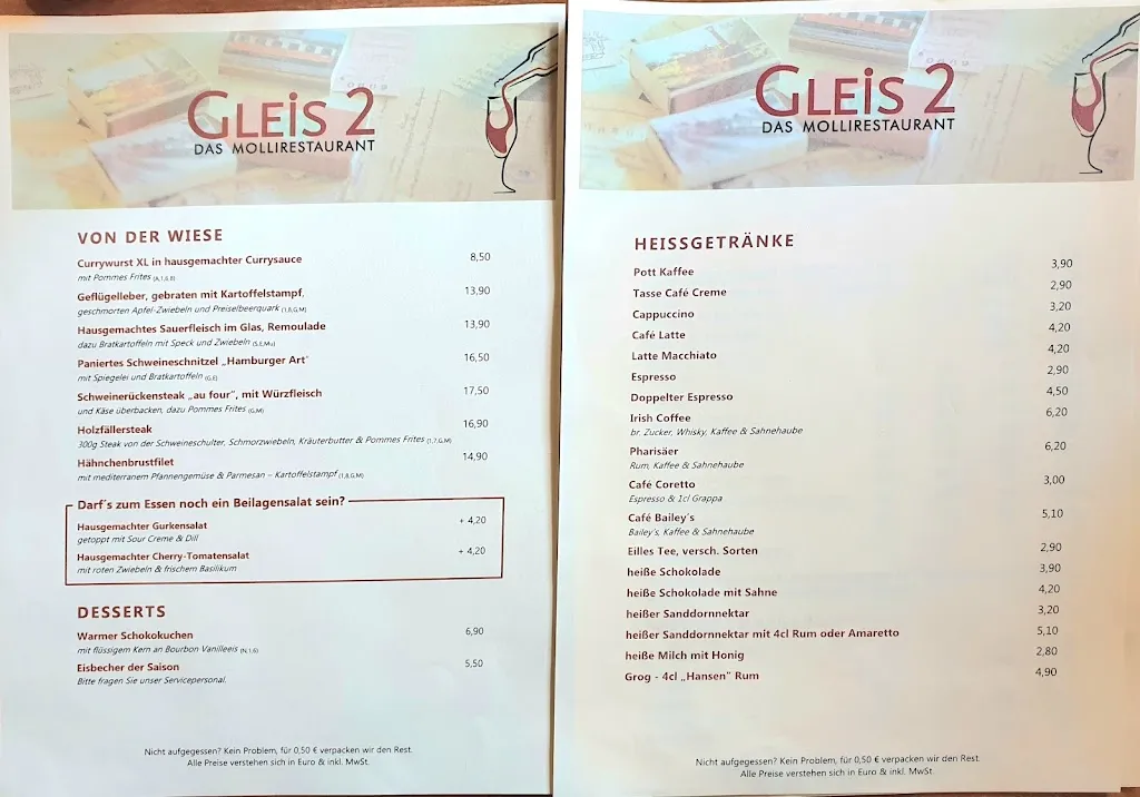 Menu_Gleis 2 - Das Mollirestaurant_Kühlungsborn_immagine_3
