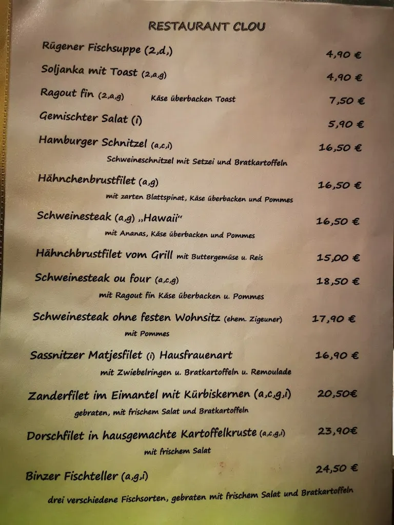Menu_Küstenrestaurant Clou_Binz_immagine_1