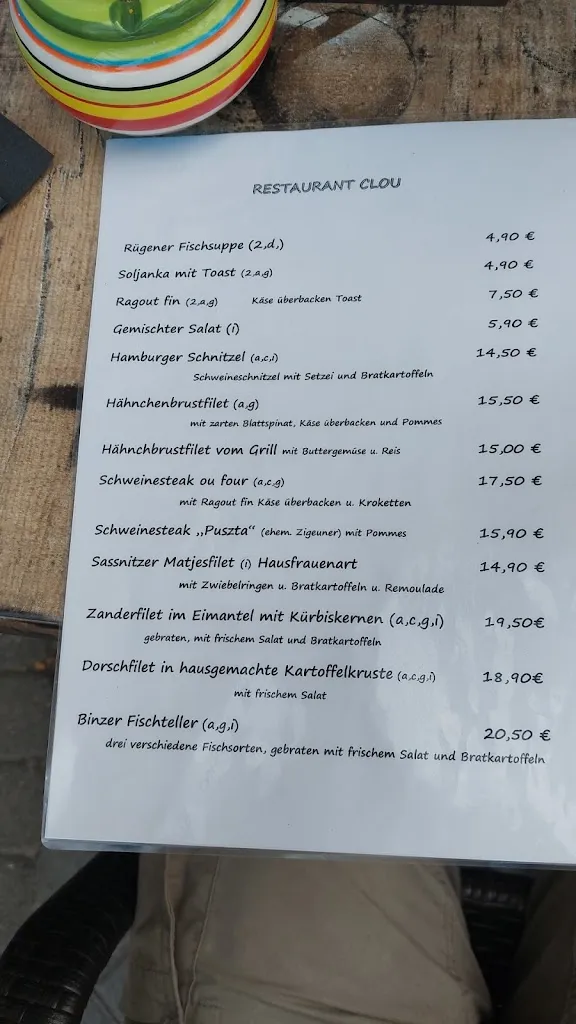 Menu_Küstenrestaurant Clou_Binz_immagine_2