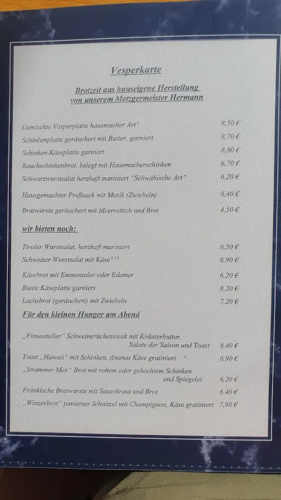 Menu_Gaststätte Zur Tenne_Feuchtwangen_immagine_1
