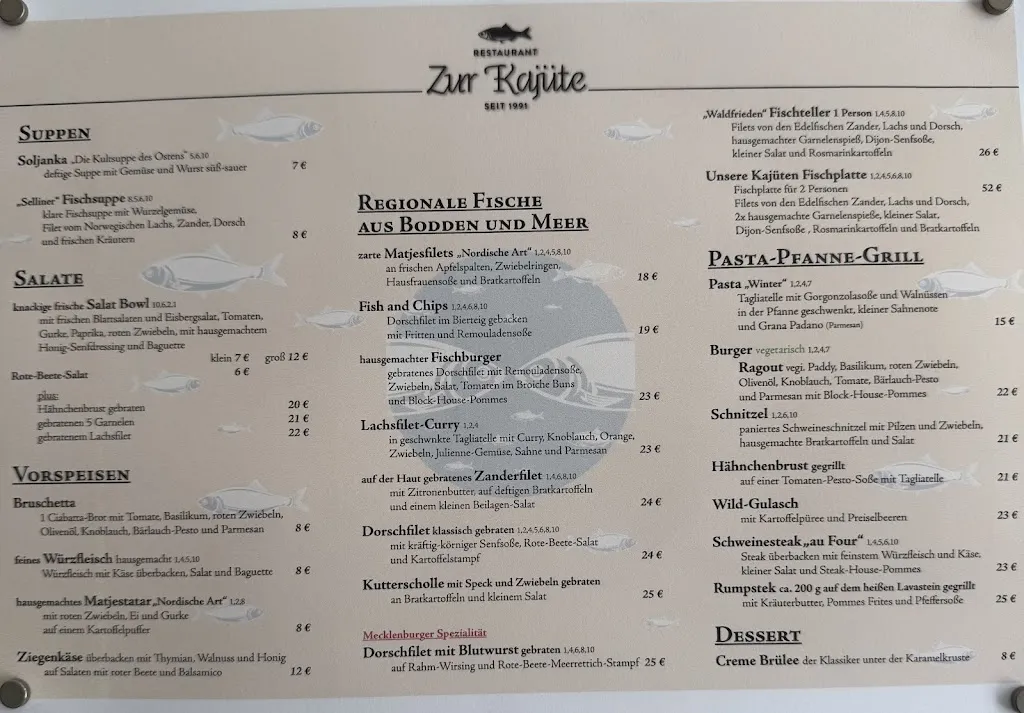 Menu_Zur Kajüte Fischrestaurant_Sellin_immagine_1