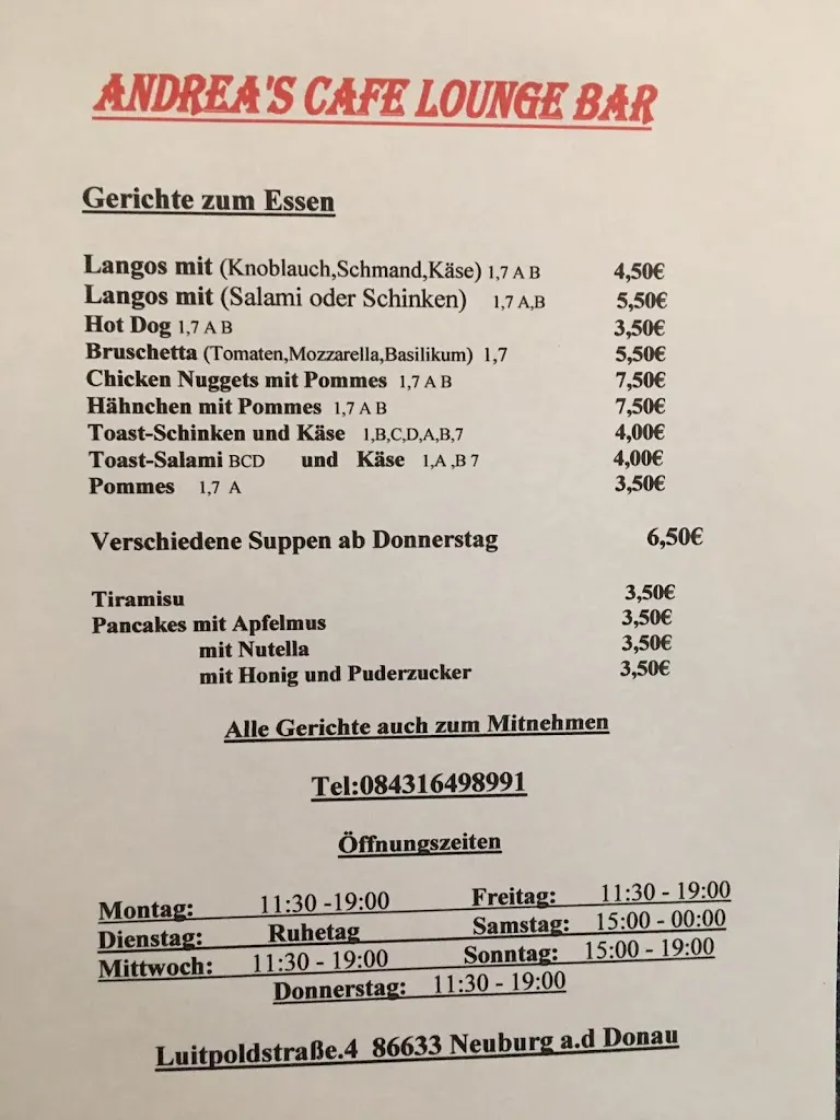 Menu_Andrea's Cafe Lounge Bar_Donau_immagine_1