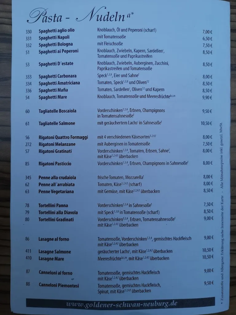 Menu_Gaststätte Goldener Schwan_Donau_image_1