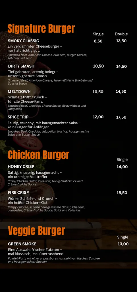 Smoky's Cafe, Burger & Bar_Oberhausen_menu_image_1