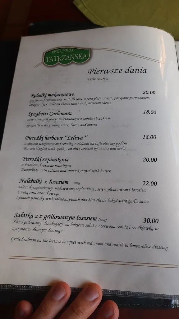 Menu_Restauracja Tatrzańska_Poland_image_3