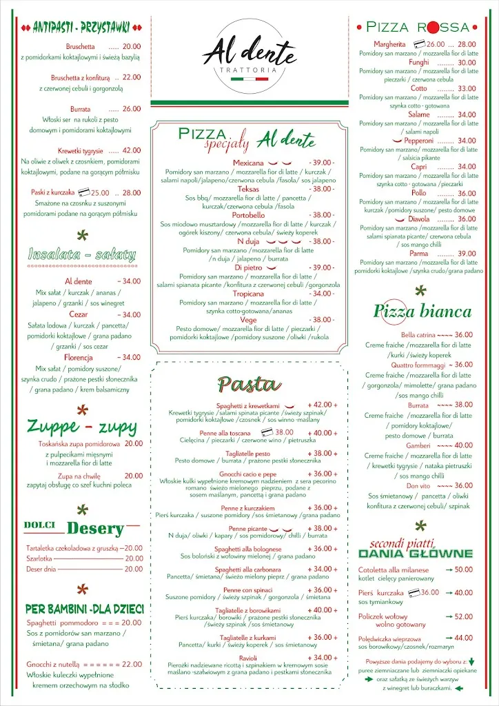 Menu_Al Dente Trattoria_Poland_image_2