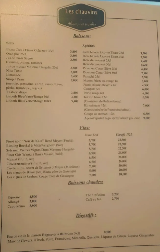 Menu_Restaurant Les Chauvins_France_image_3