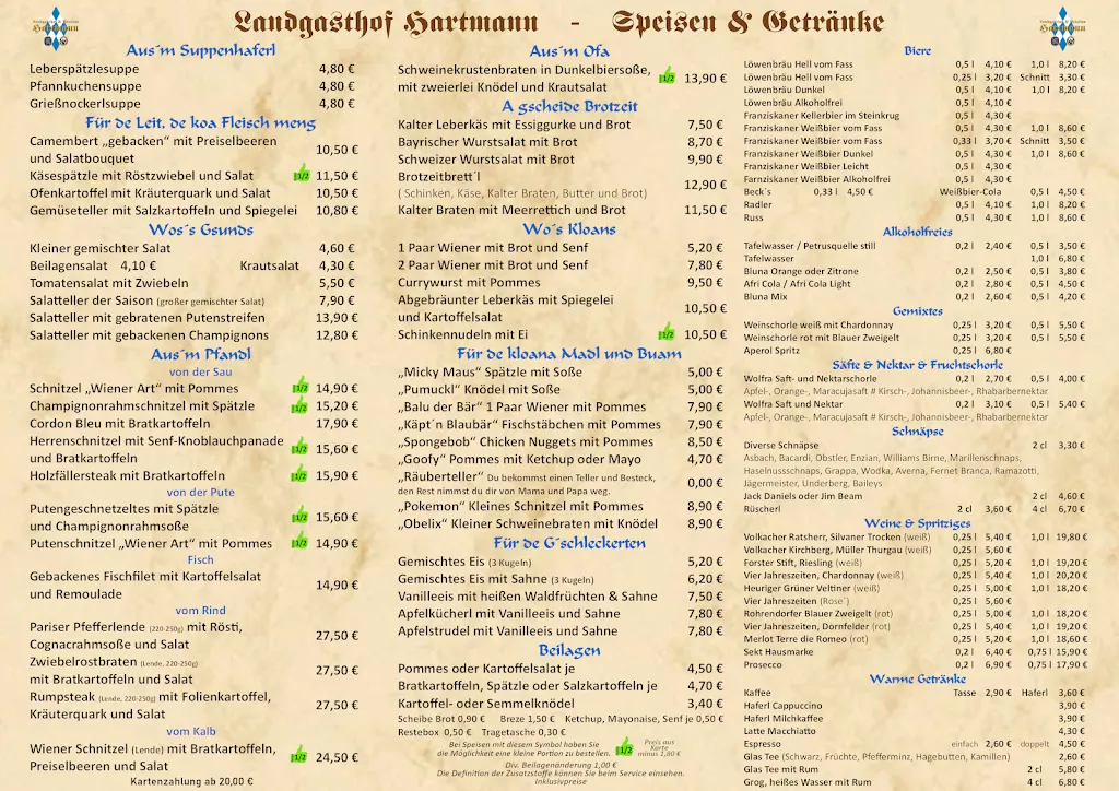 Menu_Landgasthof und Pension Hartmann_Feldkirchen_image_1
