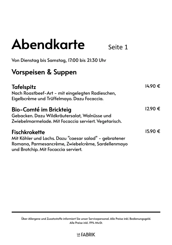 Menu_La Fabrik_Aachen_image_1