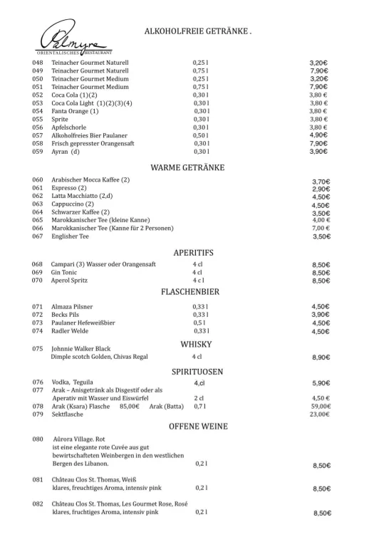 Menu_PALMYRA Heidelberg Restaurant & Bar, Middle Eastern (Syrian)_Heidelberg_image_1