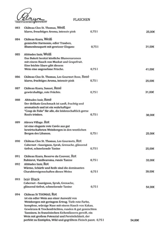 Menu_PALMYRA Heidelberg Restaurant & Bar, Middle Eastern (Syrian)_Heidelberg_image_4