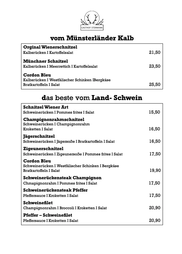 Menu_Gasthof Stermann | Biergarten_Altenberge_immagine_2