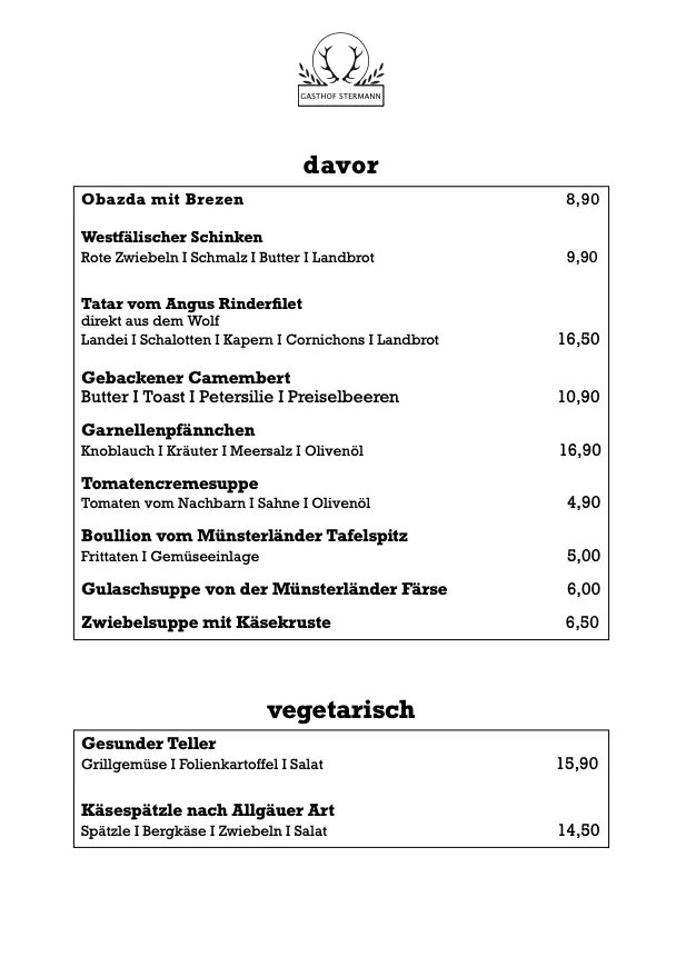 Menu_Gasthof Stermann | Biergarten_Altenberge_immagine_4