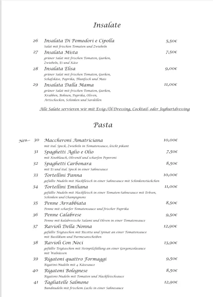 Menu_Ristorante Pizzeria Dalla Mamma_Münster_immagine_2