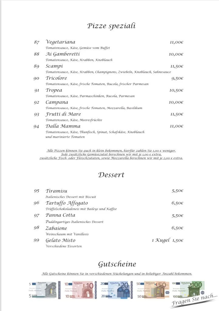 Menu_Ristorante Pizzeria Dalla Mamma_Münster_immagine_3