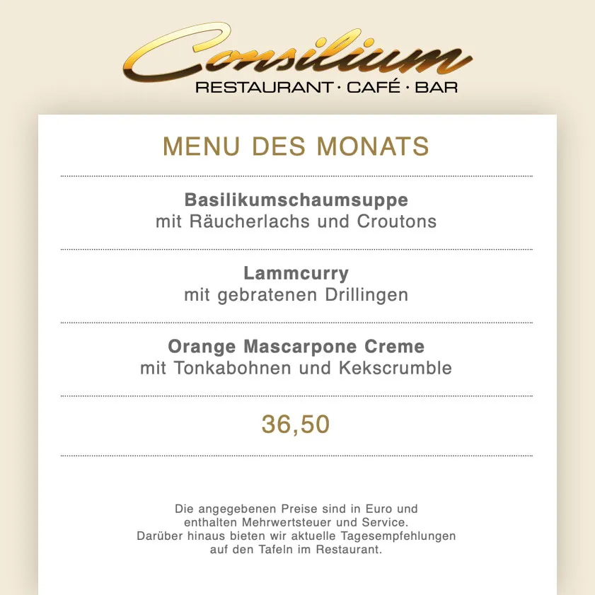 Menu_CONSILIUM - Restaurant · Café · Bar_Köln_image_3