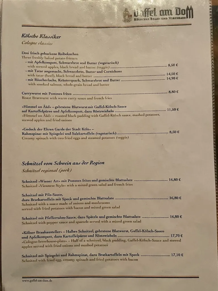 Menu_Gaffel am Dom - Brauhaus_Köln_immagine_1