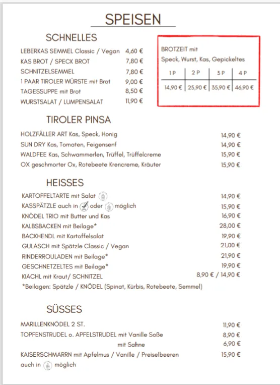 Menu_Restaurant Feinkostladen Cafe Der Tiroler_Köln_image_1