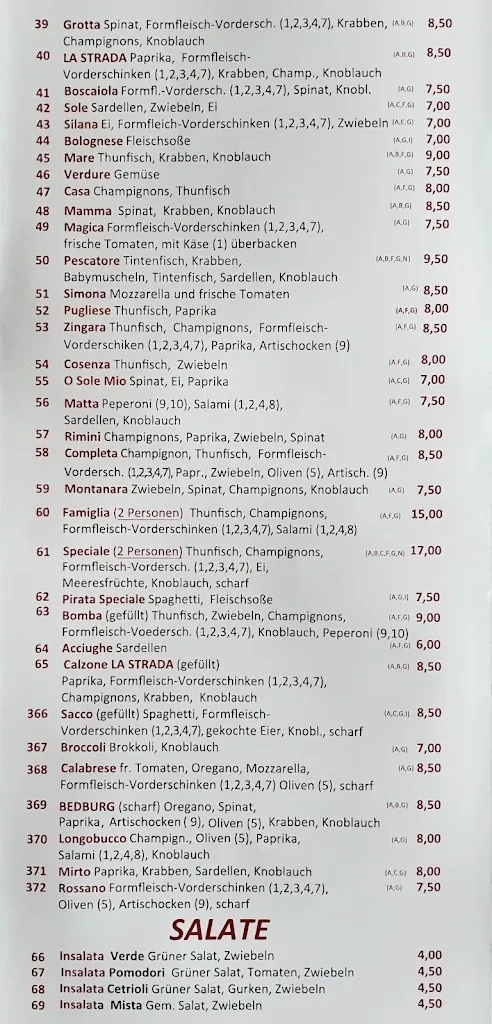 Menu_Pizzeria La Strada_Bedburg_immagine_4