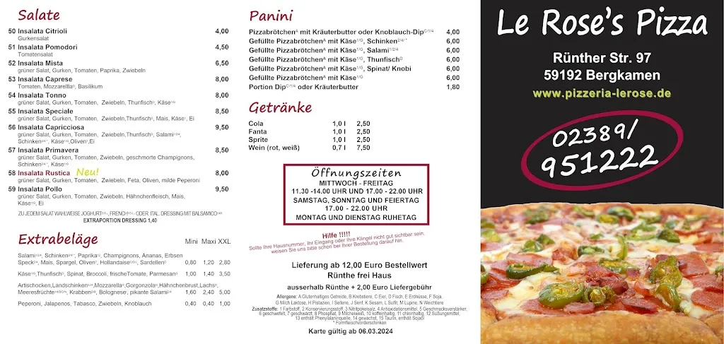 Menu_Le Rose's Pizza_Bergkamen_image_1