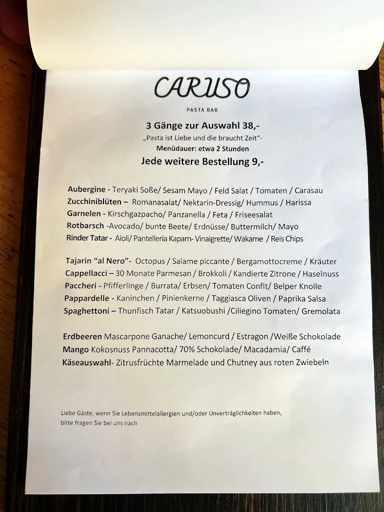 Menu_CARUSO Pastabar_Köln_immagine_2