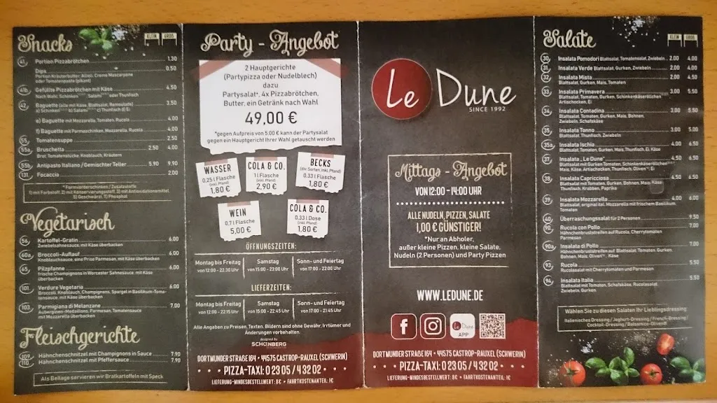 Menu_Pizzeria Le Dune_Castrop-Rauxel_image_1