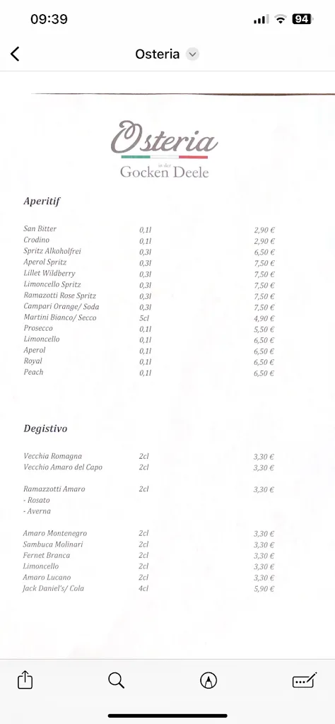 Menu_Osteria in der Gocken Deele_Delbrück_immagine_1