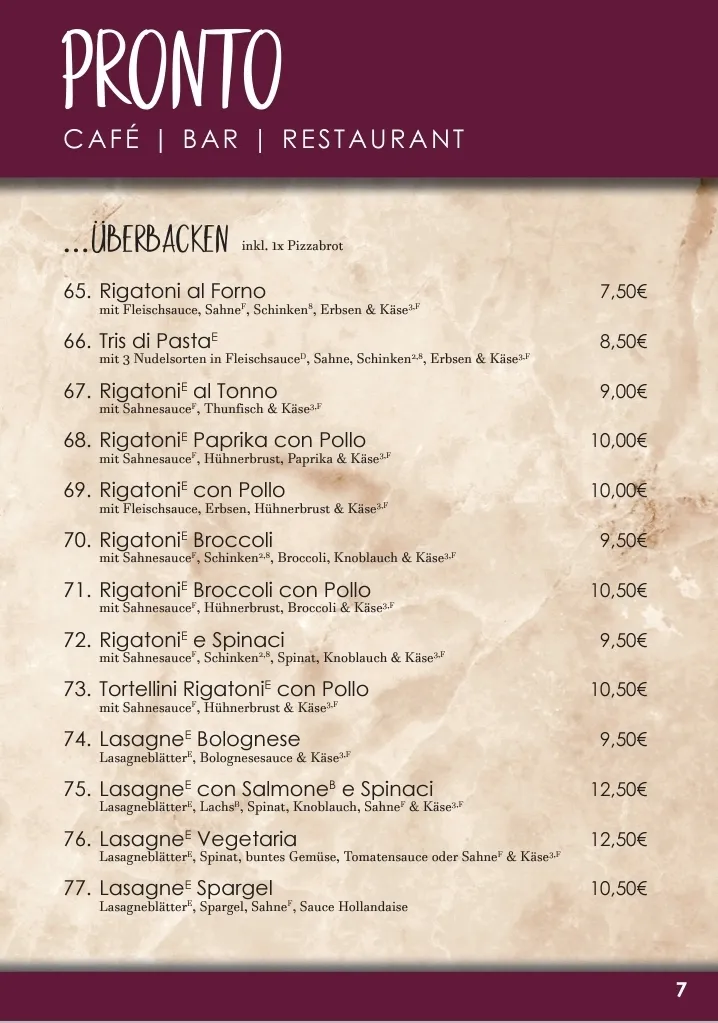 Menu_Pronto Restaurant_Delbrück_immagine_4