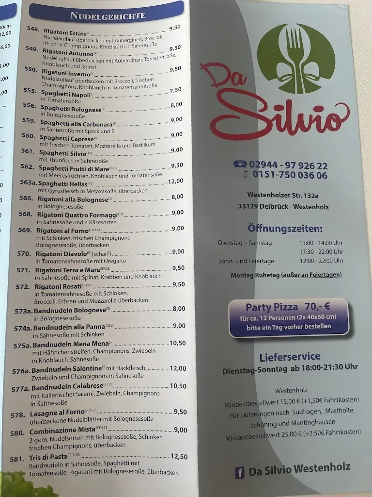 Menu_Pizzeria Da Silvio_Delbrück_image_2
