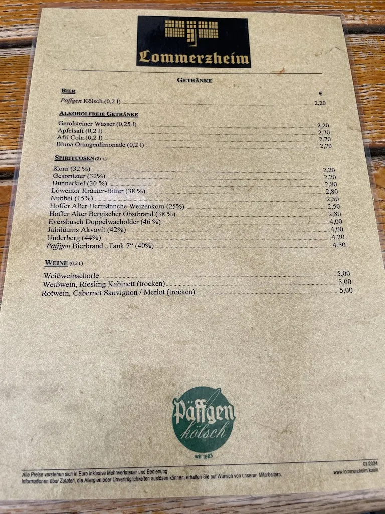 Menu_Gaststätte Lommerzheim_Köln_immagine_1