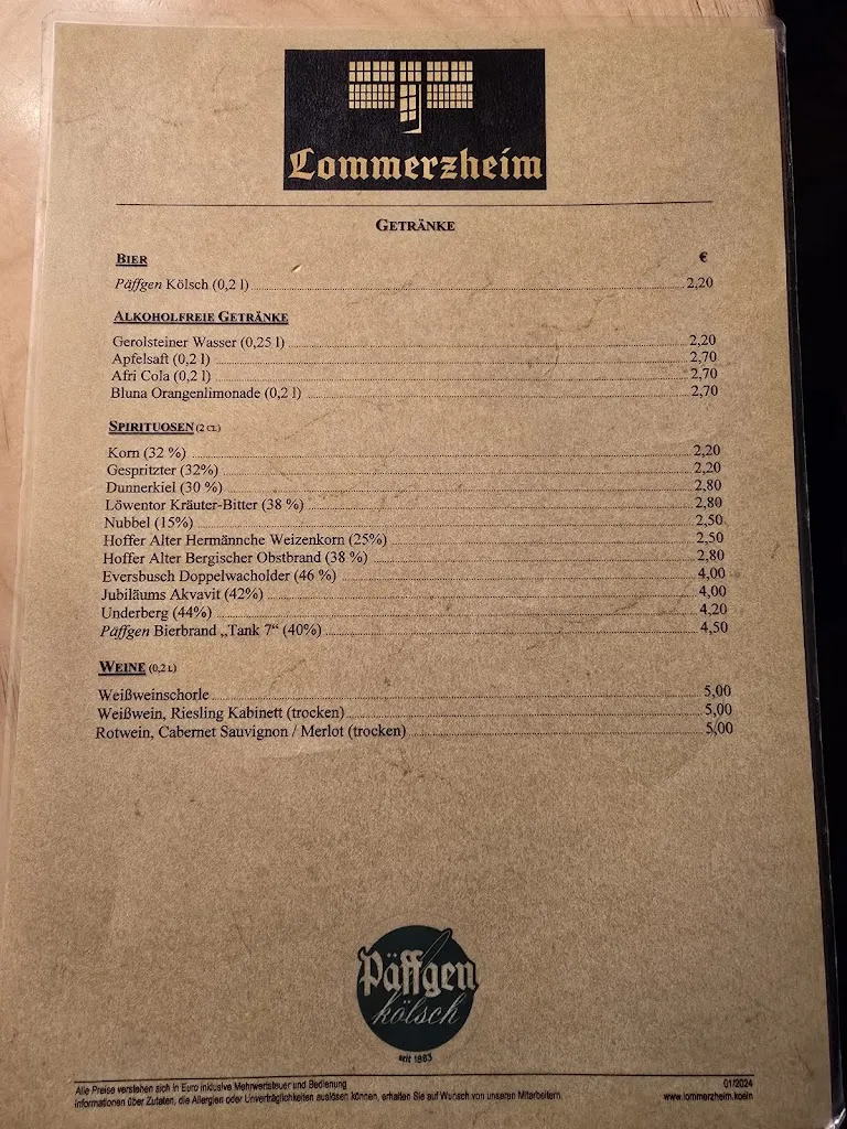 Menu_Gaststätte Lommerzheim_Köln_immagine_2