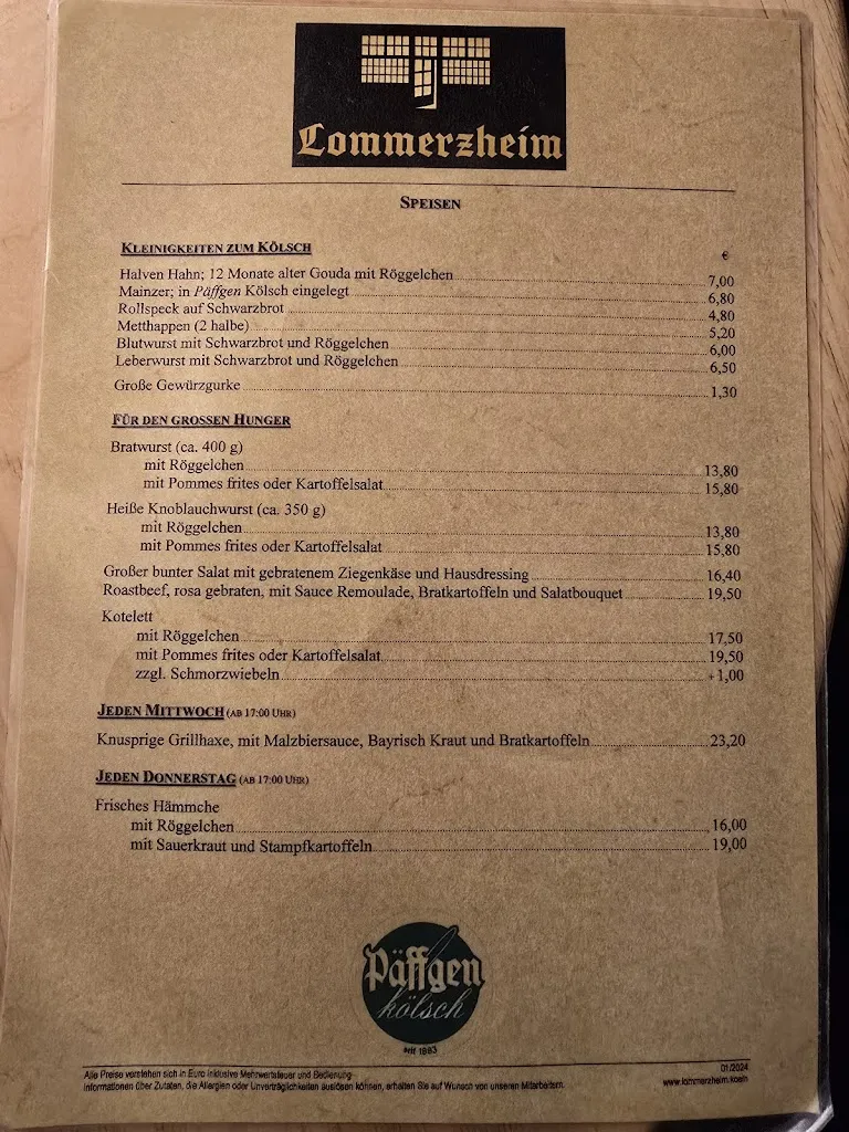 Menu_Gaststätte Lommerzheim_Köln_immagine_3